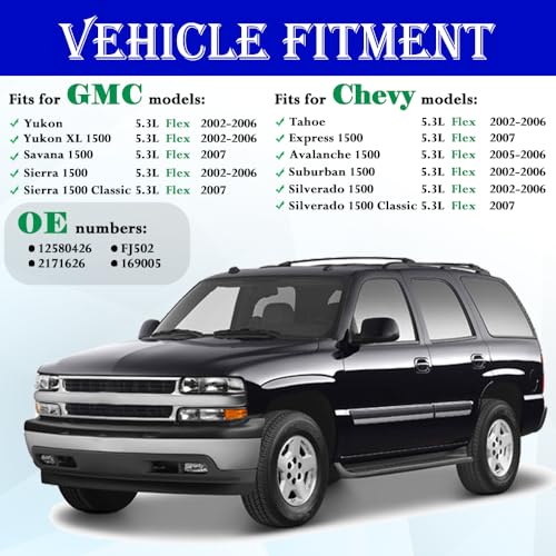 12580426 5.3L FLEX Fuel Injectors Fit For Chevy: Tahoe Suburban Avalanche Express Silverado 1500, For GMC: Yukon (& XL) Savana Sierra 1500, 2002-2007, 4 Holes (Set of 8)