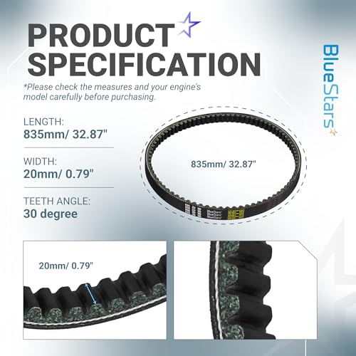 BlueStars 835-20-30 CVT Drive Belt - Fits GY6 150cc 152QMI 157QMJ Engine - size: 835-20-30