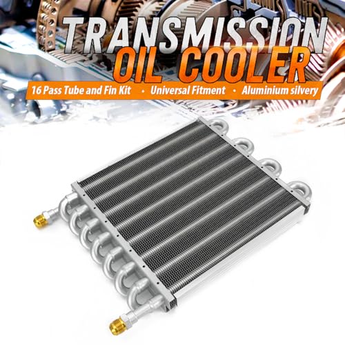 Universal 1/2" Transmission Oil Cooler Aluminium alloy 16 Pass Tube & Fin Sliver - color: Sliver, size: 16 Pass