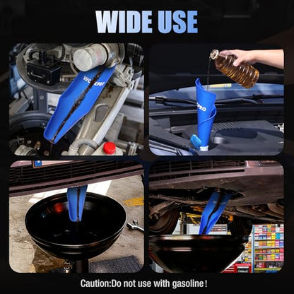 WORKPRO Flexible Silicone Oil Funnel for Automotive Use, Blue - color: Blue