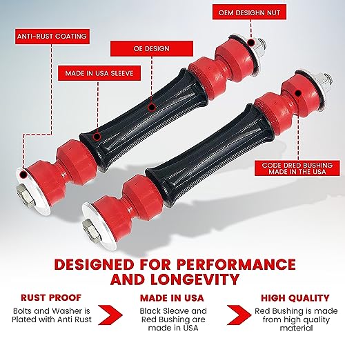 Suspension Dudes 6PC Front Sway Bar Stabilizer Link Kit + CODE RED EXTREME Bracket/Bushing Kit FITS Escalade, Silverado,Tahoe, Savana, Sierra, Yukon, Humer, 1990-2020 K80631 K700539 K6439 928-565 - size: CODE RED Front Link & Bracket/Bushing Kit