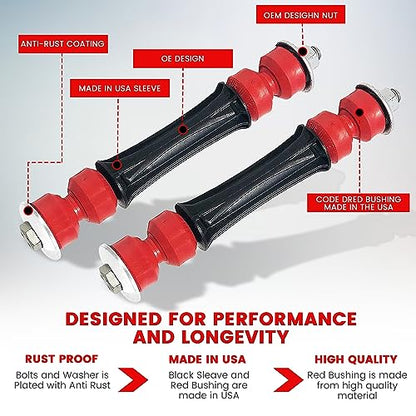 Suspension Dudes 6PC Front Sway Bar Stabilizer Link Kit + CODE RED EXTREME Bracket/Bushing Kit FITS Escalade, Silverado,Tahoe, Savana, Sierra, Yukon, Humer, 1990-2020 K80631 K700539 K6439 928-565 - size: CODE RED Front Link & Bracket/Bushing Kit