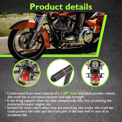 Mofun Engine Guard Crash Bar Fit for Harley Touring 2009-2023, Gloss Black - size: 09-23