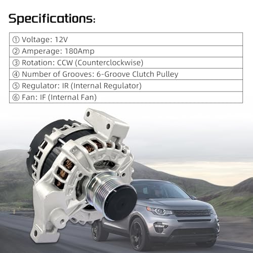 LR028121 Alternator 12V 180A Compatible With Land Rover 2013-2015 LR2 - size: L-and R-over Discovery/LR2/Evoque
