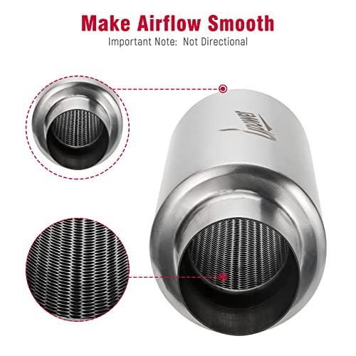 Upower 2.5" Inlet&Outlet Diesel Exhaust Muffler 4" x10" Body 14" Whole Length Universal Resonator - Straight Through Polished Stainless Steel Welded On Resonator Muffler - size: 2.5" Inlet 14" Overall Length