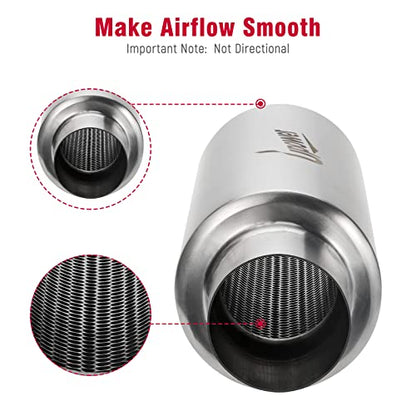 Upower 2.5" Inlet&Outlet Diesel Exhaust Muffler 4" x10" Body 14" Whole Length Universal Resonator - Straight Through Polished Stainless Steel Welded On Resonator Muffler - size: 2.5" Inlet 14" Overall Length