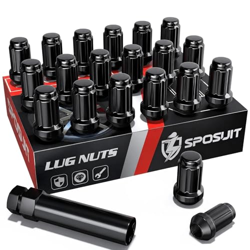 Sposuit 20 Pcs M12x1.5 Spline Lug Nuts for Honda, Toyota, Chevy - color: Black, size: M12x1.5, style: 20 Pcs