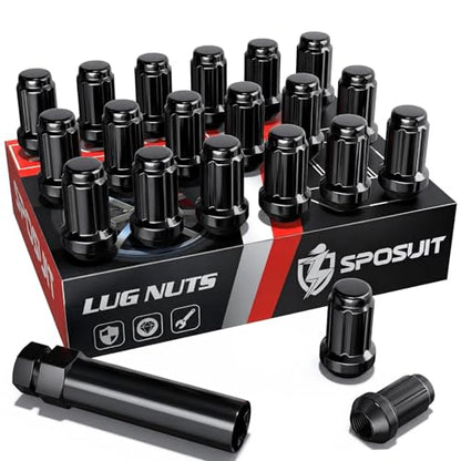 Sposuit 20 Pcs M12x1.5 Spline Lug Nuts for Honda, Toyota, Chevy - color: Black, size: M12x1.5, style: 20 Pcs