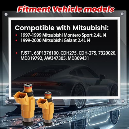 4-Pack Fuel Injectors Set | Compatible with YAMAHA Outboard 4 Stroke F150TLR F150TXR LF150TXR Mitsubishi Diamante Galant Montero Sport| Replaces FJ571 63P1376100 CDH275 - size: 4 X FJ571