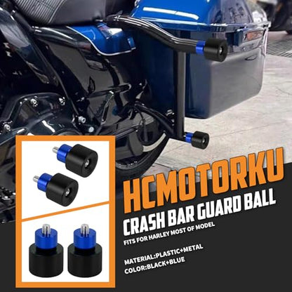 Crash Bar Wheel Screw Fit for Harley Touring and Softail - style: Black Wheel with Blue Slider