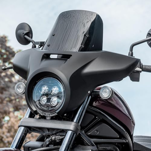Motorcycle Headlight Fairing Cowl Windscreen for Rebel CMX 1100 2021-25 - color: Smoke+Matte Black