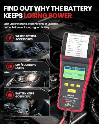 ANCEL BST500 12V 24V Car Battery Tester with Printer, Battery Load Tester - size: BST500