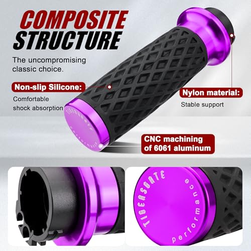 Purple 1" Silicone Cable Throttle Grips with End Cap for Harley - color: Purple