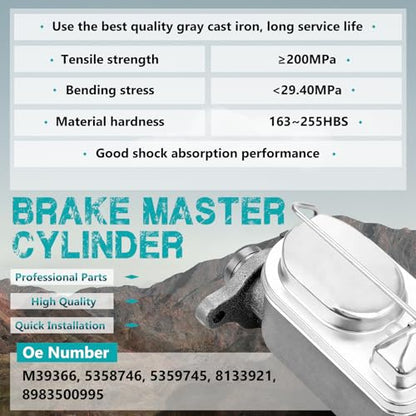 5358746 Brake Master Cylinder with Reservoir and Cap Compatible with Jeep Vehicles - CJ5 1978-1983, CJ7 1978-1986, Scrambler 1981-1985, Replaces M39366, 5359745, 8133921, 8983500995 - size: M39366