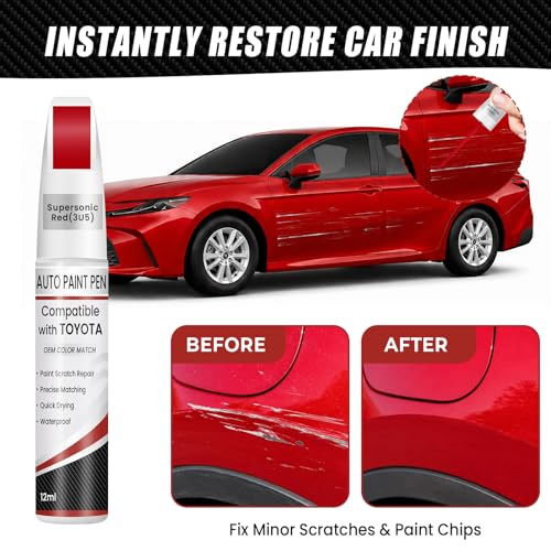 Touch Up Paint for Toyota Supersonic Red(3U5), 0.4 fl oz OEM Color Match Automotive Paint Pen for RAV4/Camry/Camry/Tacoma/Tundra/Toyota Crown/Prius/Sequoia/bZ4X - color: Supersonic Red