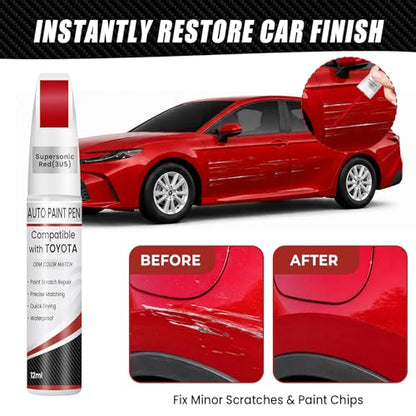 Touch Up Paint for Toyota Supersonic Red(3U5), 0.4 fl oz OEM Color Match Automotive Paint Pen for RAV4/Camry/Camry/Tacoma/Tundra/Toyota Crown/Prius/Sequoia/bZ4X - color: Supersonic Red