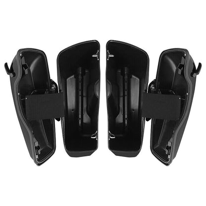TCMT 4" Vivid Black Stretched Hard Saddlebags W/Black Latch Fits For Harley 2014-2024 Touring CVO Street Road Glide Road King - color: Black Latches, size: 4" Stretched