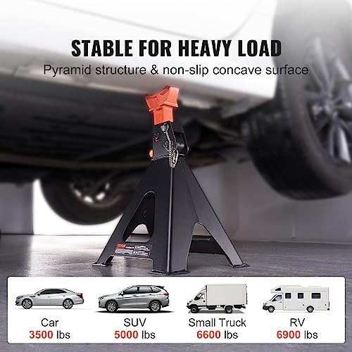 VEVOR Jack Stands, 6 Ton (13,000 lbs) Capacity Car Jack Stands Double Locking, 14.2-23 inch Adjustable Height, for Lifting SUV, Pickup Truck, Car and UTV/ATV, Red, 1 Pair - style: 6T 2-Locking