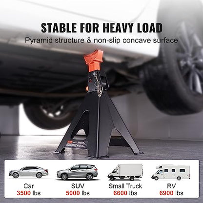 VEVOR Jack Stands, 6 Ton (13,000 lbs) Capacity Car Jack Stands Double Locking, 14.2-23 inch Adjustable Height, for Lifting SUV, Pickup Truck, Car and UTV/ATV, Red, 1 Pair - style: 6T 2-Locking