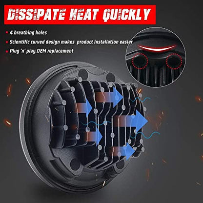 5.75 Inch 6-Lens LED Headlight Fits for Harley Sportster Dyna Softail - color: Black-Halo
