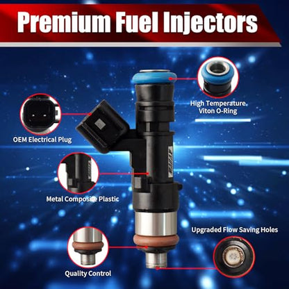 Set of 4 Fuel Injectors 4892844AA FJ1135 Replacement - size: FJ1135