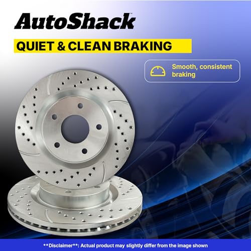 AutoShack Front & Rear Drilled & Slotted Silver Zinc Coated Brake Rotors - style: SILVER SHIELD PRO