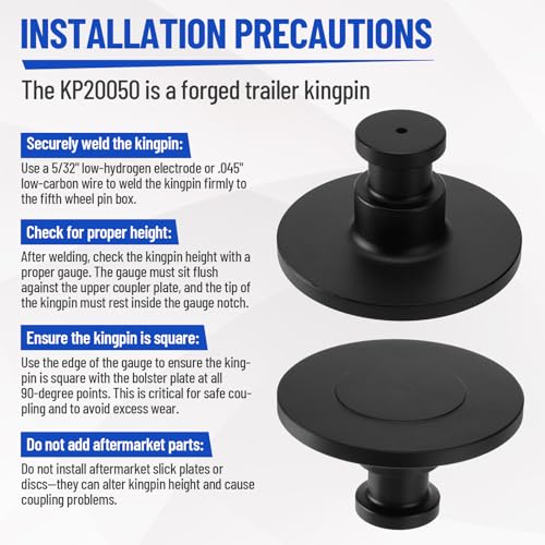 WA15 5050 Fifth Wheel Kingpin 2" & 1/2" Bolster Plate Trailer King Pin