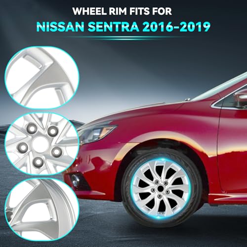 New Single 16 Inch 16x6.5 Inch 16" Silver Replacement Aluminum Alloy Wheel Rims Fit for 2016 2017 2018 2019 Nissan Sentra, ALY62756U20N, Direct Fit Replacement OEM Wheel Rim