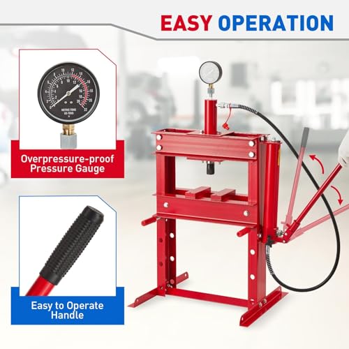 10 Ton Hydraulic Shop Press with Pressure Gauge & Plate