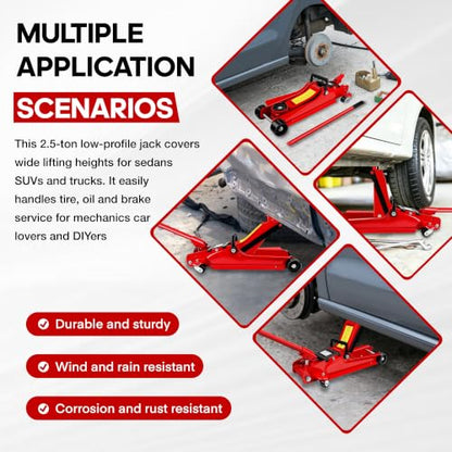 2.5 Ton 5500 LBS Low‑Profile Hydraulic Floor Jack, Single Piston Pump