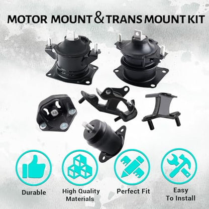 Engine Motor and Transmission Mount Kit Set of 6 - size: 2003-2008 Accord 3.0L