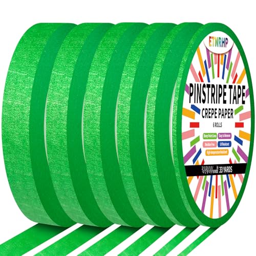 6 Rolls Pinstripe Masking Tape 1/16", 1/8", 1/4", 3/8",1/2", 3/4" - color: Light Green