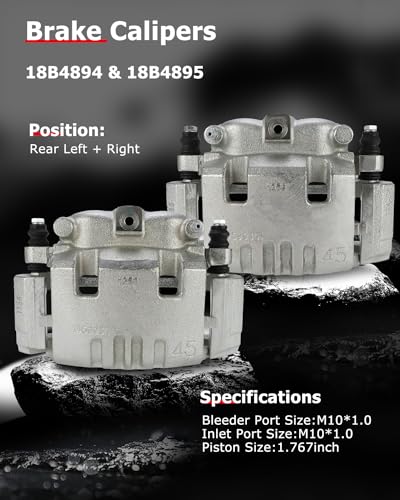 cciyu Rear Left & Right Disc Brake Calipers w/Bracket 18B4895 18B4894 - size: Rear[18B4895+18B4894]