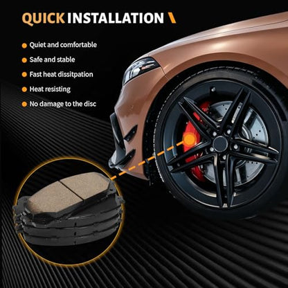 D1709 Front Ceramic Brake Pads Kit Fit For 2014-2015 Jeep Cherokee (for Vehicles with 12.99" Front and 12.6" Rear Rotor) - style: HZ1709