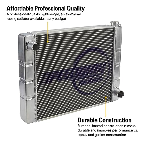 Speedway Motors Chevrolet SBC/BBC Universal Lightweight Aluminum Radiator, 22 Inch Width, Premium Performance with Maximum Cooling, Easy Installation to any Build - size: 22" Wide