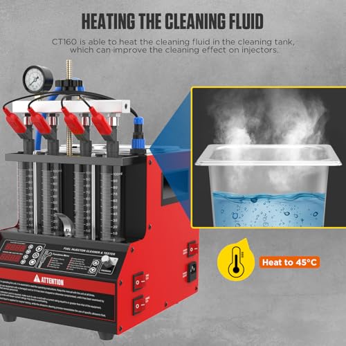 CT160 Fuel Injector Cleaner Machine, Ultrasonic, 4-Injector Tester - color: Red