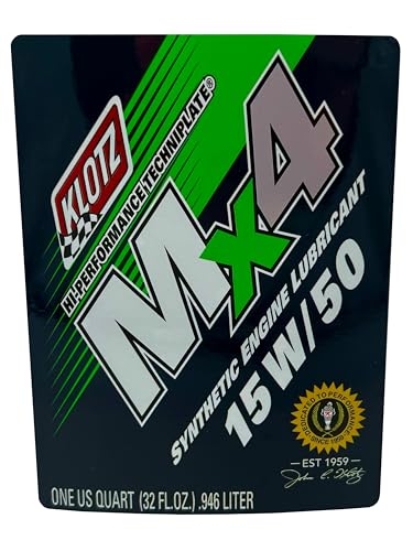 Klotz MX-4 TechniPlate, Hi-Performance Synthetic Motor Oil Lubricant for 4-Stroke Off-Road Racing Motorcycle & ATV Engines | 15W-50 – KL-880 – 1 Quart - size: 15W-50