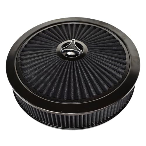 A-Team Performance High Flow Throttle Body Air Intake Filter - 14 in x 3 in, Round, Black - Carburetor Air Filter Kit - Washable & Reusable Design - Compatible with Chevrolet, GMC & Ford Models - color: Black