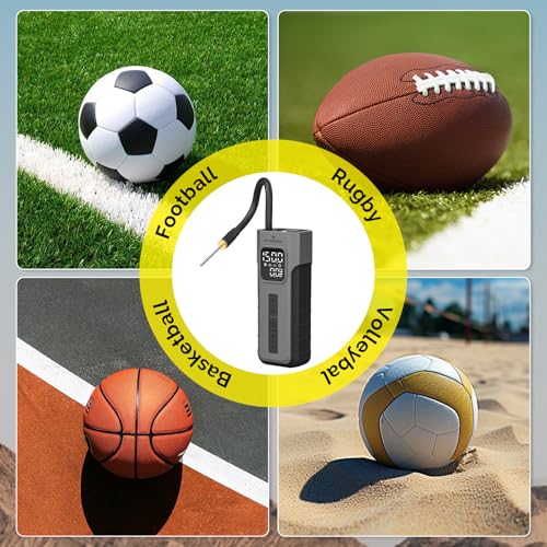 HYVOHEX Mini Bike Tire Pump,150PSI Electric Bicycle Pump with Digital Gauge - color: Grey