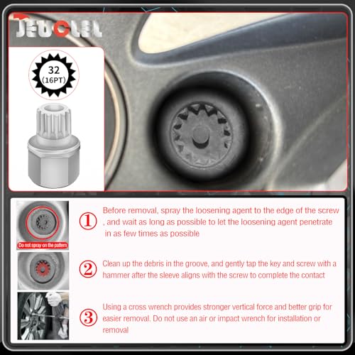 32/16PT Wheel Locking Nut Key for BMW, Anti-Theft Lug Nut Removal - size: 32/16Pt Key