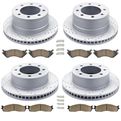 Acinoparts Front & Rear Brake Kit Drilled Slotted Rotors Ceramic Brake Pads - size: ABK5301253011