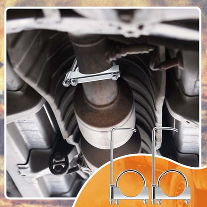 2 Pcs 2.5 Inch Universal Exhaust Clamp with Hanger - size: 2.5 Inch