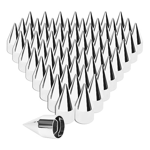 33mm x 4 1/4" Chromed Spike Lug Nuts Covers Push on,ABS Chrome Plastic Caps Pointed Push-on Lug Nut Cover for Semi Trucks Trailers, Pack of 60 PCS - color: 4 1/4" Chromed, size: 60