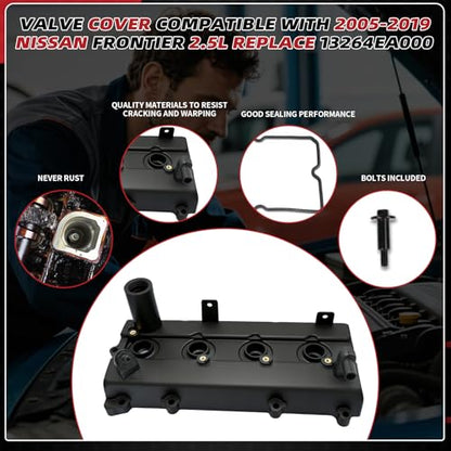 Valve Cover with Gasket Bolts 13264EA000 for Nissan Frontier 2005-2019 2.5L - size: 13264EA000 Frontier 2.5L