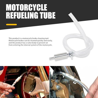 Pack-2 Brake Bleeder With One-Way Non-Return Check, Hydraulic Fluid Replacement Hose, Universal Clutch Bleeding for Motorcycle (Silver)