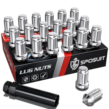 Sposuit 20Pcs M12x1.5 Spline Lug Nuts, 19mm Hex - Replacement for Ford - color: Chrome