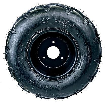 Preinstalled Tire & Wheel Rim Assembly with 3-1/8 in (79mm) Bolt hole spacing. 16x8-7 Tire 3 Bolt Taotao Kandi Redcat Kazuma 70cc 110cc 125cc ATV UTV Quad Buggy (Set of 4) - size: Set of 4