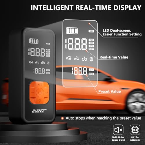 ZUZEE Tire Inflator Portable Air Compressor with Digital Gauge 150 PSI