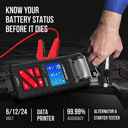 KONNWEI KW720 Car Battery Tester 6V 12V 24V W/Printer, Battery Load Tester Automotive 100-2000CCA Digital Auto Battery Analyzer Alternator Starter Tester for Car Truck Motorcycle(Paper Included) - color: KW720