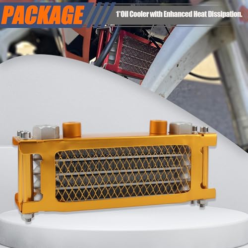 Motorcycle Oil Cooler,Engine Cooling Radiator Compatible with 50cc 70cc 90cc 110cc 125cc 140cc ATV Go Kart Off Road-Gold - color: Gold